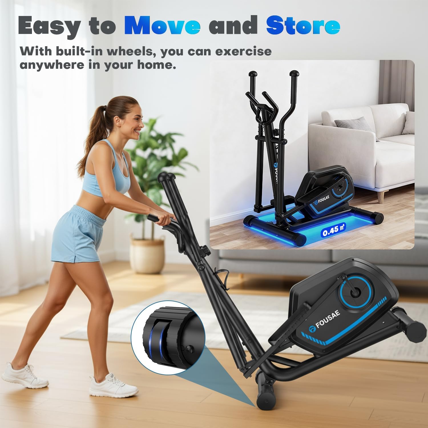 FOUSAE Elliptical Machine for Low Impact Home Fitness